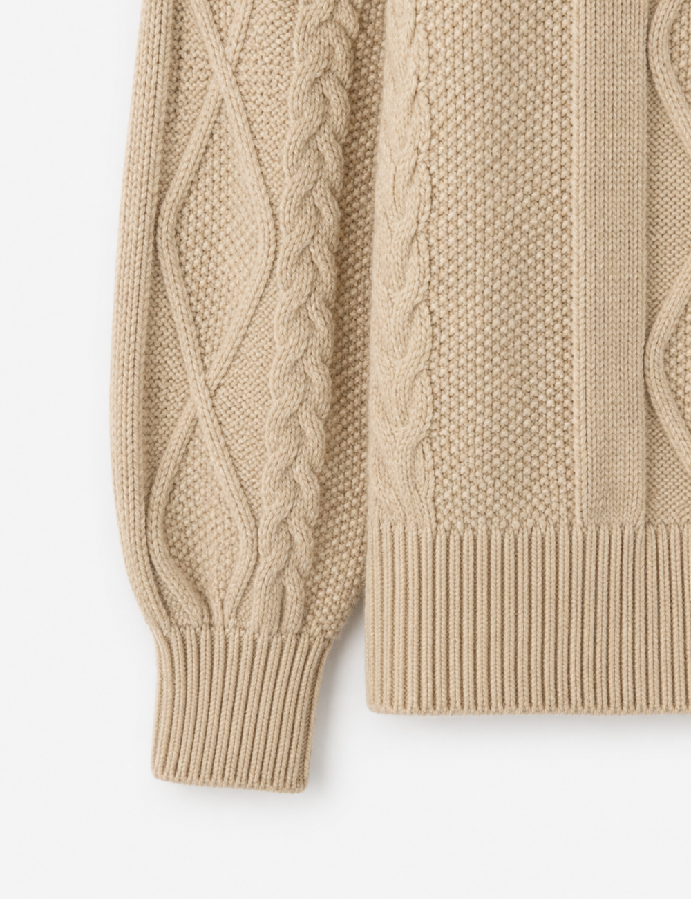 Ladies Turtleneck Cable Knit Drop Shoulder Sweater