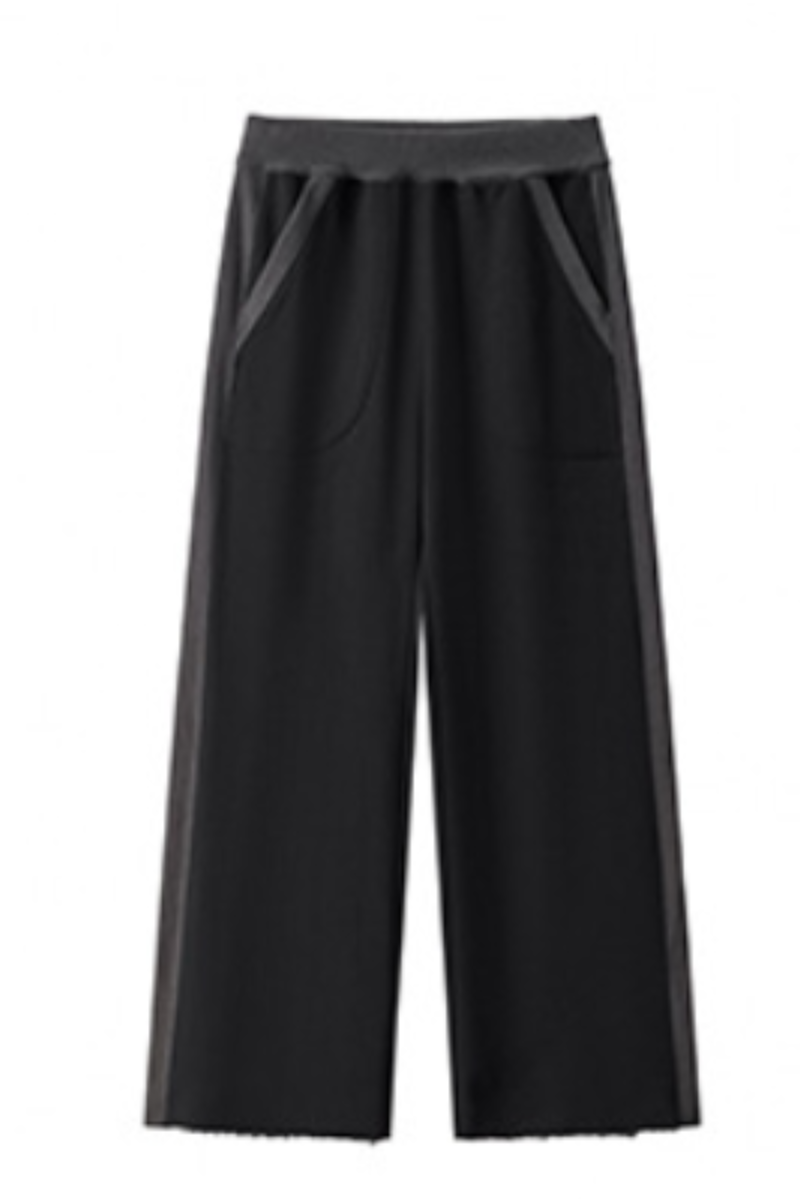 Women Fall Clothing 100% Wide Leg Raw Hem Pocket Sweatpants