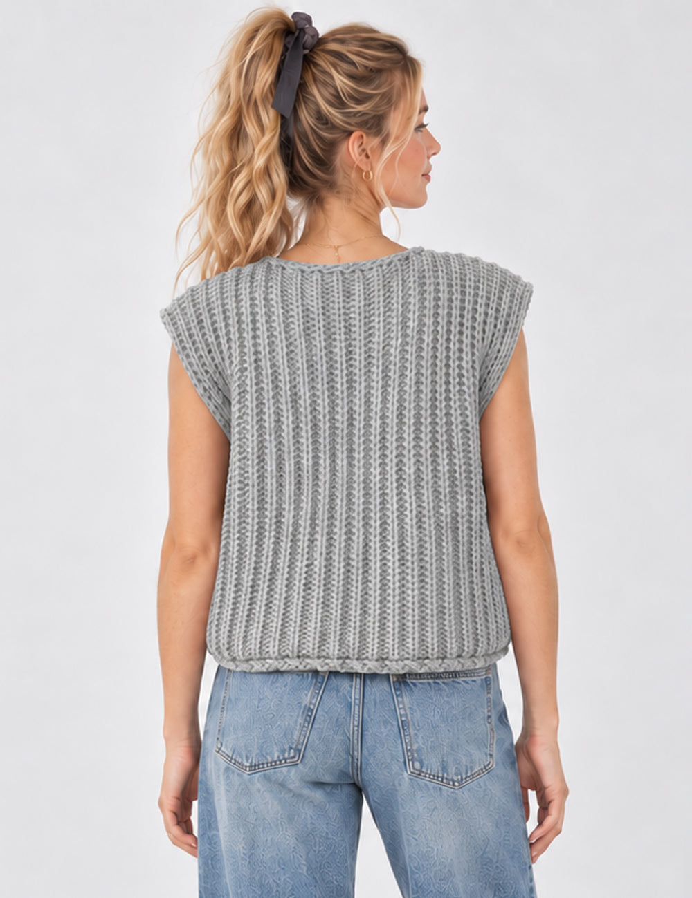 Ladies Chunky Open Knit Sweater Vest