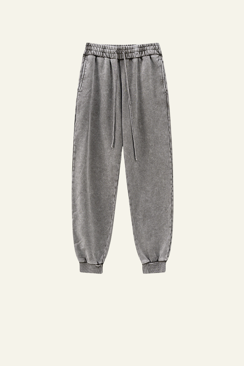 Men's Fall Clothing Vintage Washed Cotton Cuffed Sweatpants