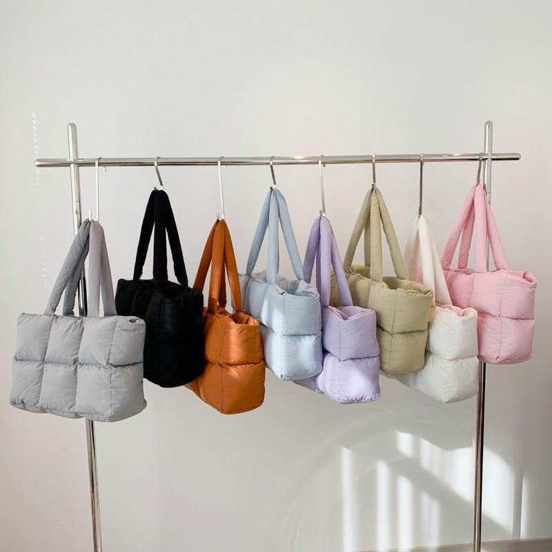 Ladies Puff Solid Color Padded Cloud Tote Bag SKAB4134