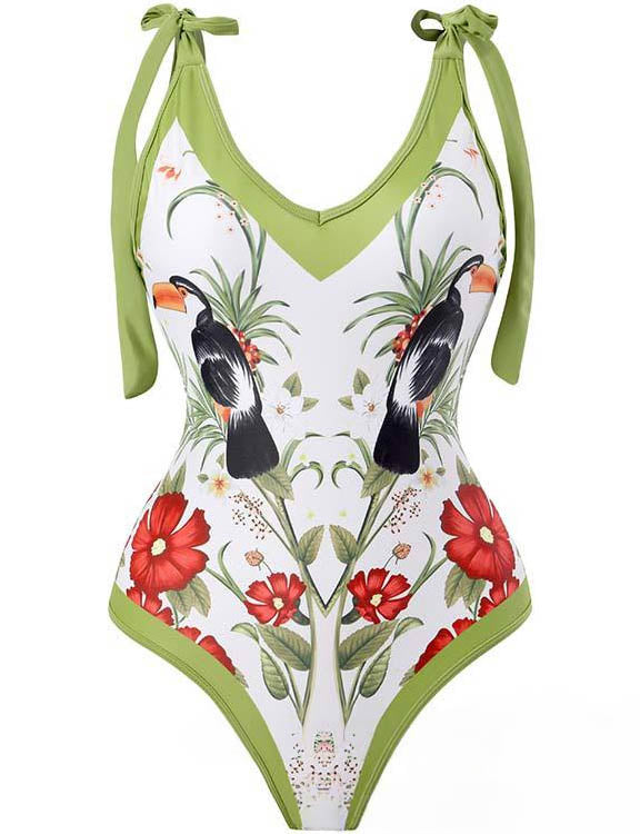 Ladies Strape Shoulder Print One Piece Swimwear SKSW40080T