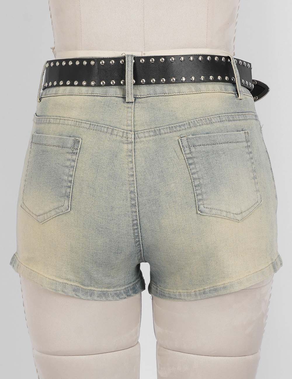 Ladies Rhinestone Star Denim Shorts