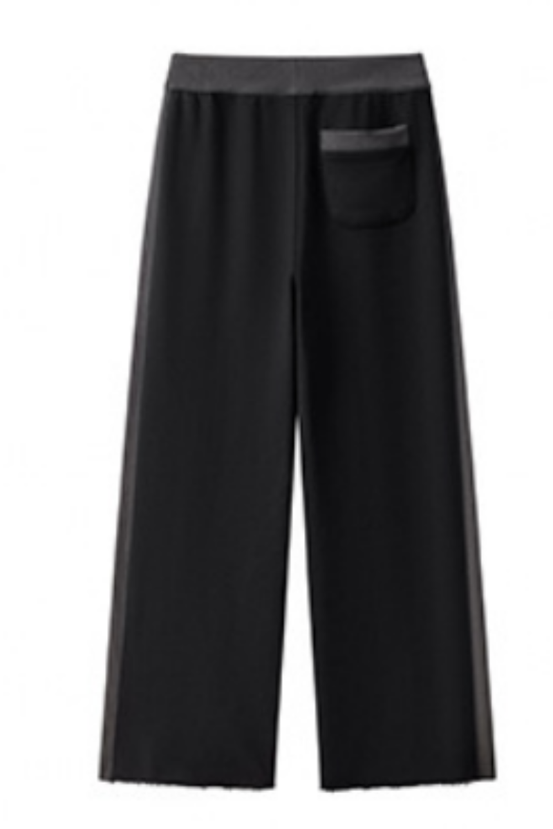 Women Fall Clothing 100% Wide Leg Raw Hem Pocket Sweatpants