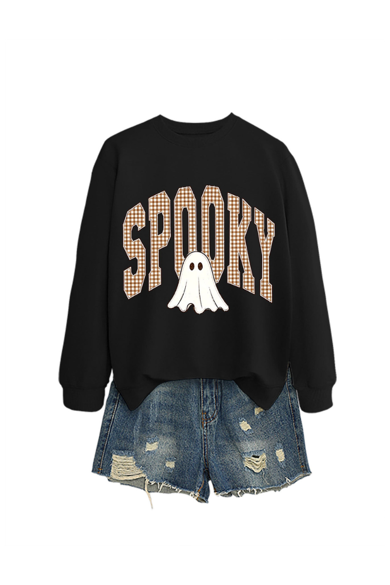 Unisex Fall Clothing Halloween Plaid Ghost Sweatshirt