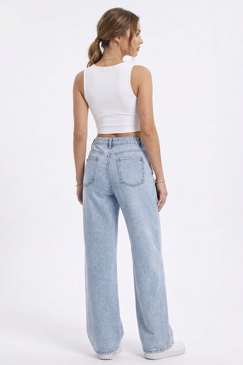 Women's Vintage Wash Loose Wide Leg Jeans