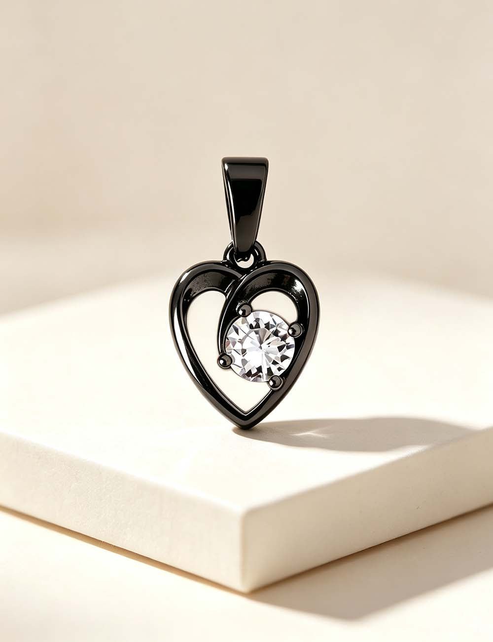Ladies Sweet Romantic CZ Heart Star Charm Pendant