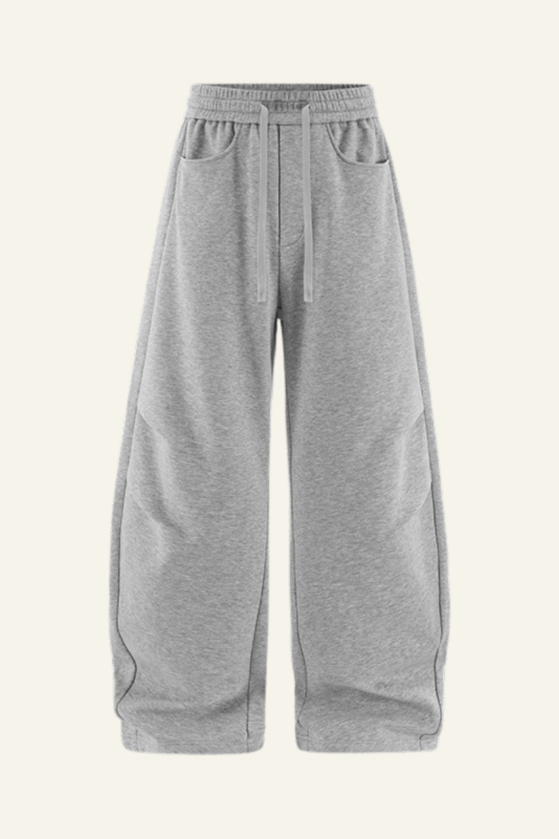 Men's Streetwear Double-pleated Curved  Pants