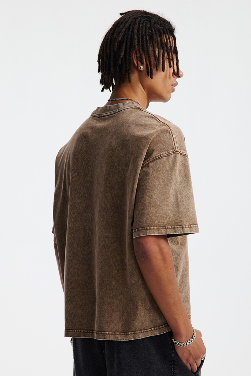Men's Cotton Streetwear Washed Distressed T-shirt
