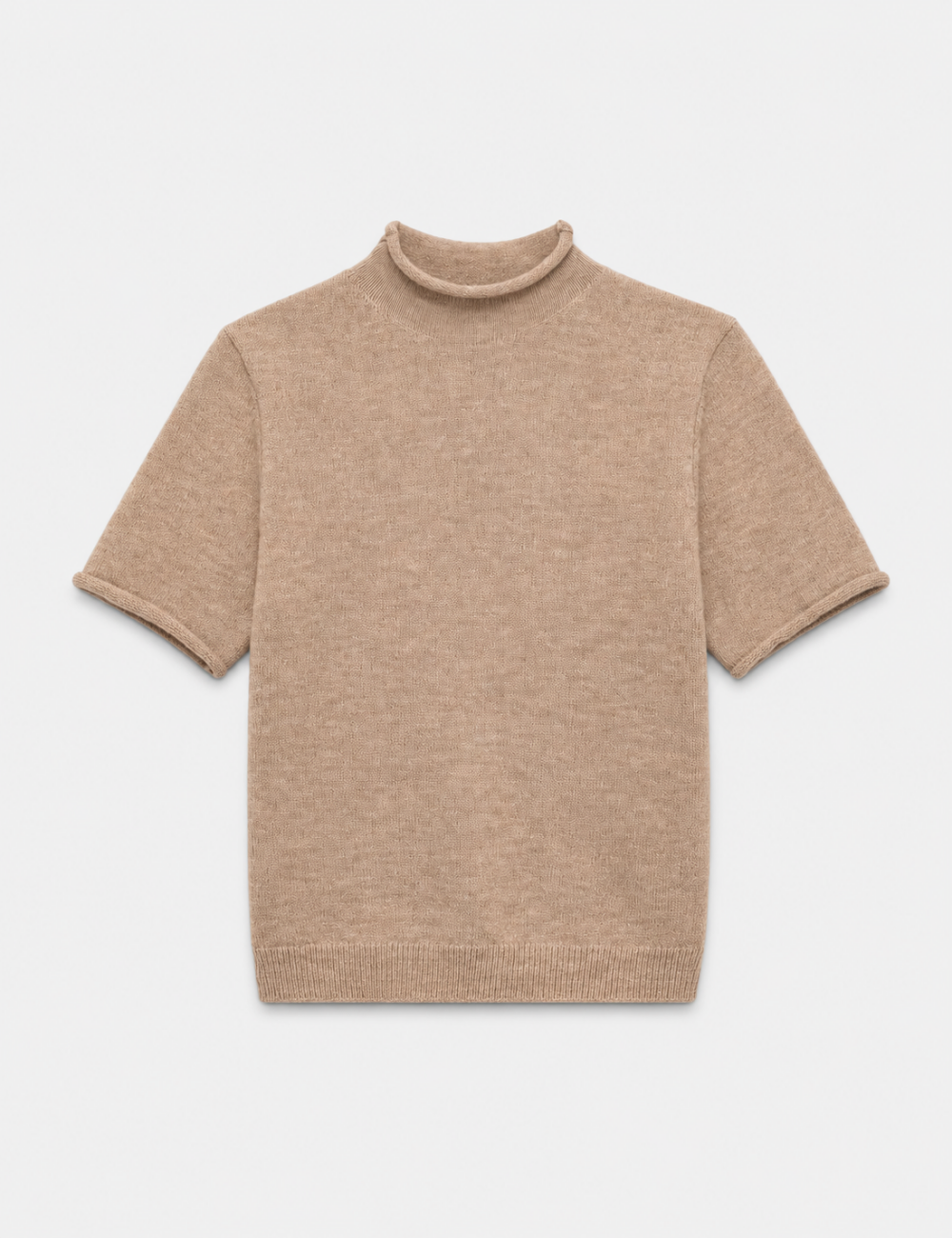 Ladies Casual Mock Neck Short Sleeves Knit Top
