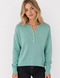 Ladies Button Round Neck Long Sleeve Sweater