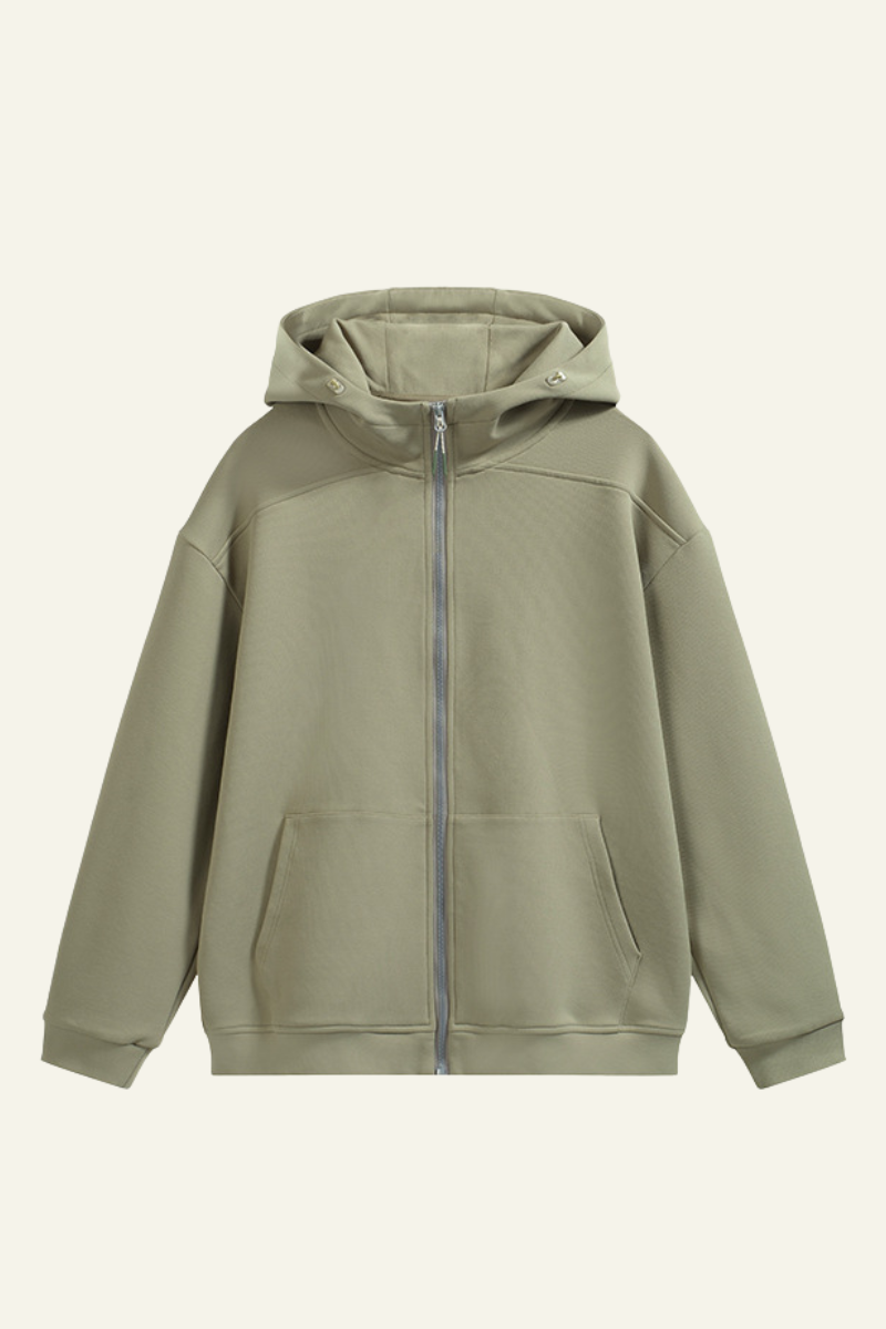 Men's Streetwear Front Pocket Full-zipper Hooded Jacket