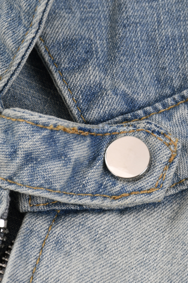 Men's Fall Clothing Gradient-Wash Denim Bomber Jacket