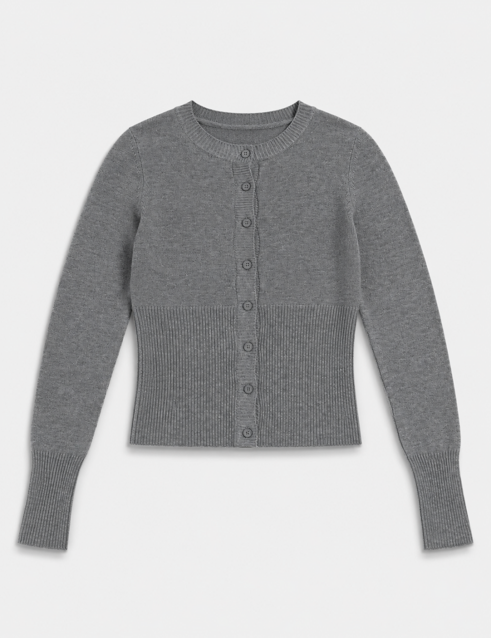 Ladies Button Front Ribbed Knit Cardigan