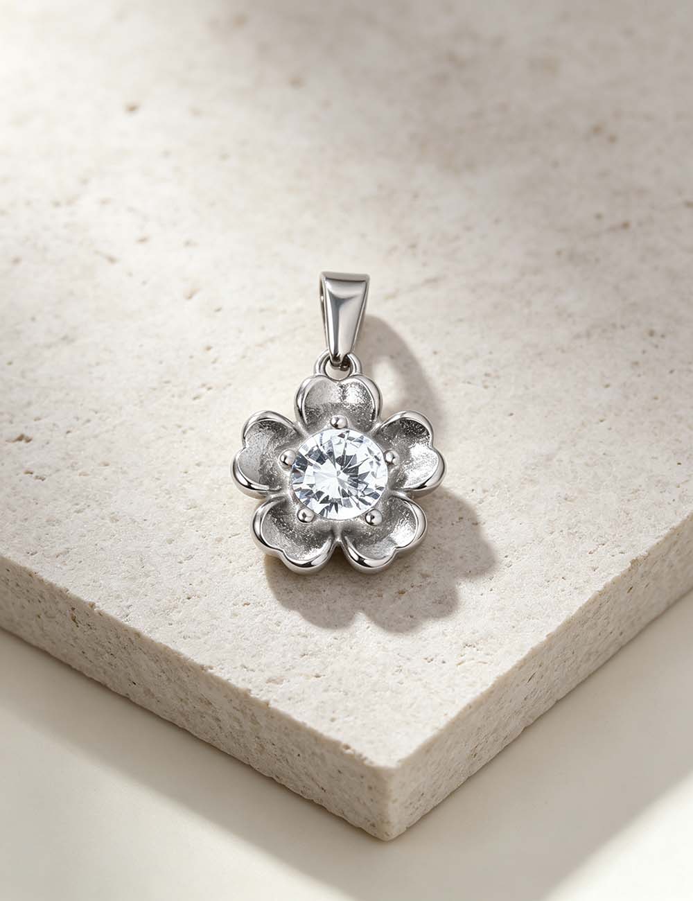 Ladies Minimalist Vintage CZ Sun Flower Charm Pendant