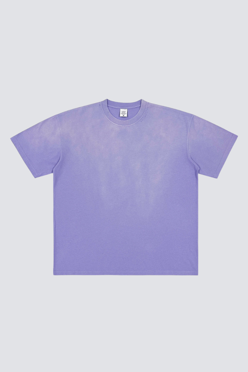 Men's Summer 250g Cotton Spray Fade Collar Distressed Tee