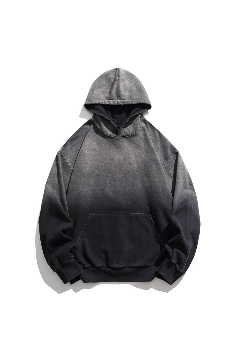 Unisex Fall Clothing Retro Washed Gradient Cotton Hoodie