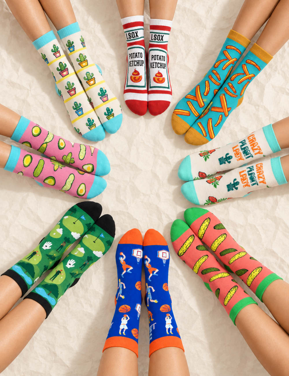 Ladies Novelty Fast Food Graphic Crew Socks