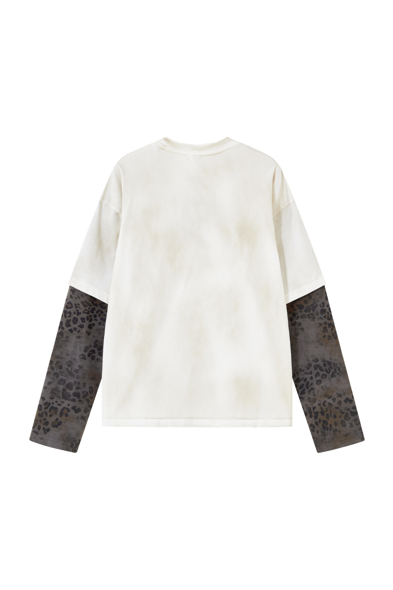 Men Fall Clothing Leopard Patchwork Heavy Cotton Street Top