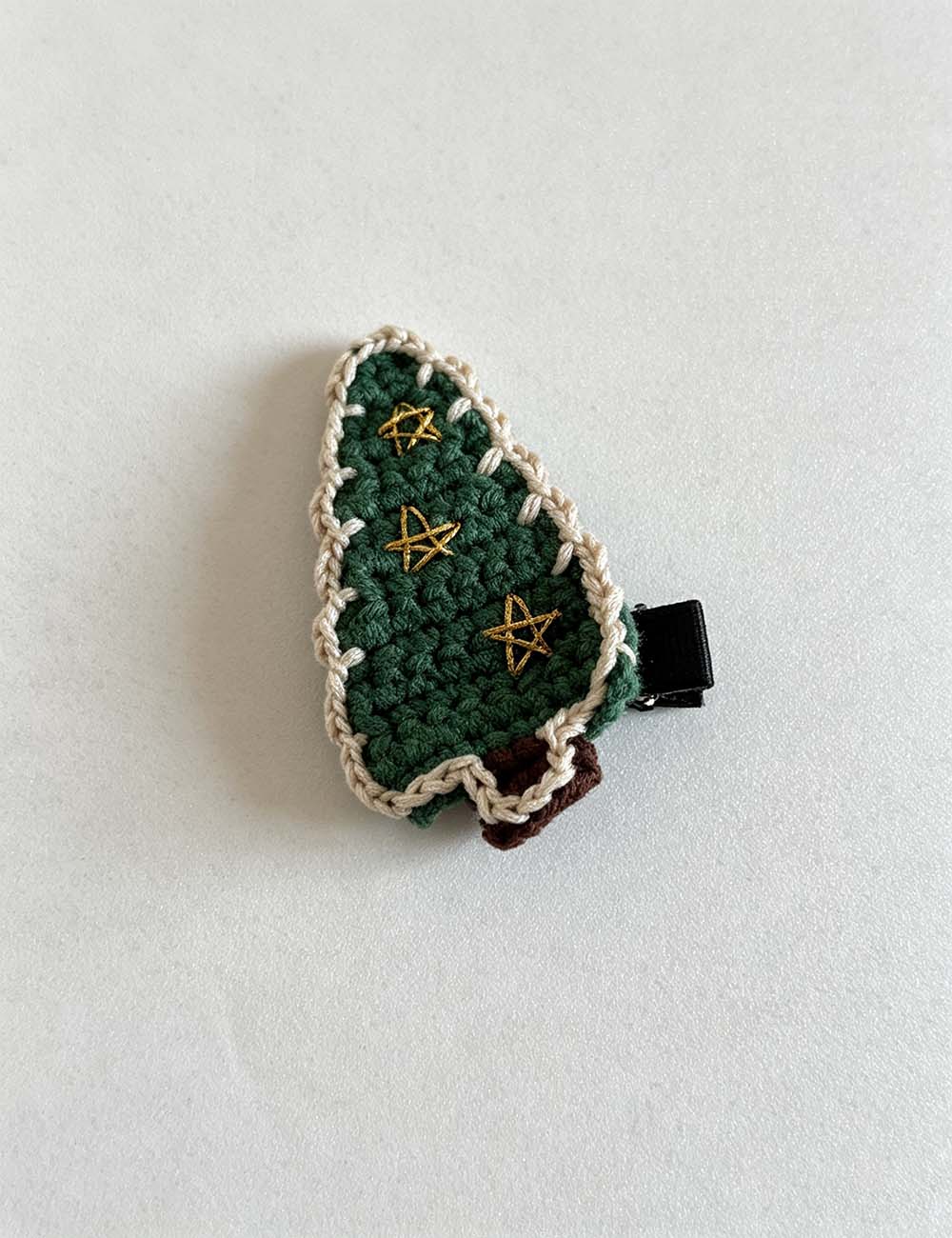 Ladies Holiday Cute Crochet Christmas Tree Hair Clip