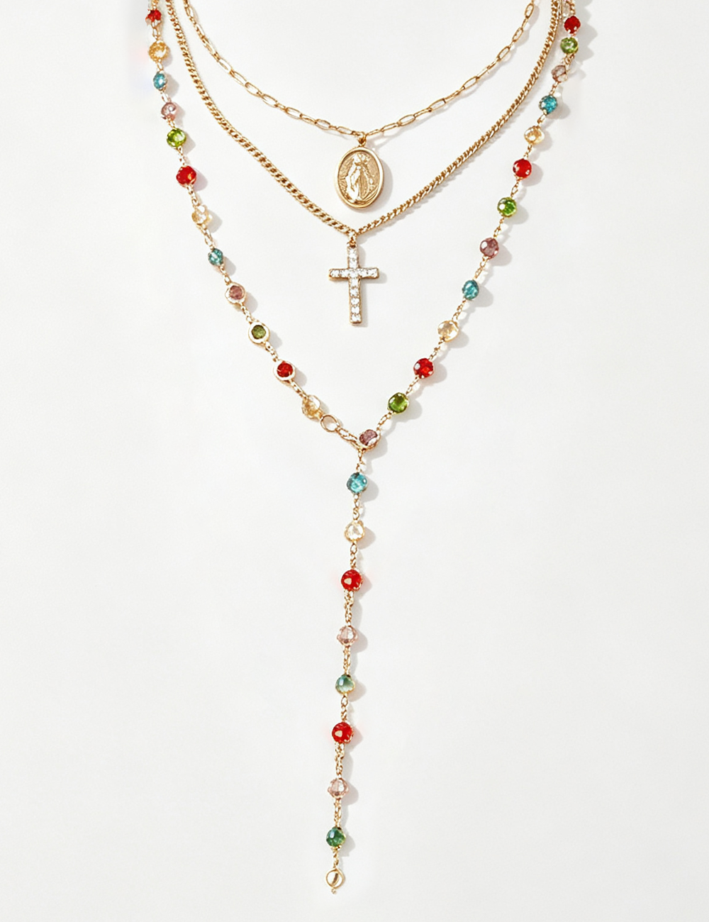 Ladies Multi-layer Cross Rhinestone Necklace