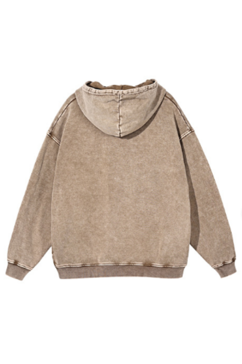 Unisex Fall Clothing 100% Cotton Wax Washed Pocket Hoodie