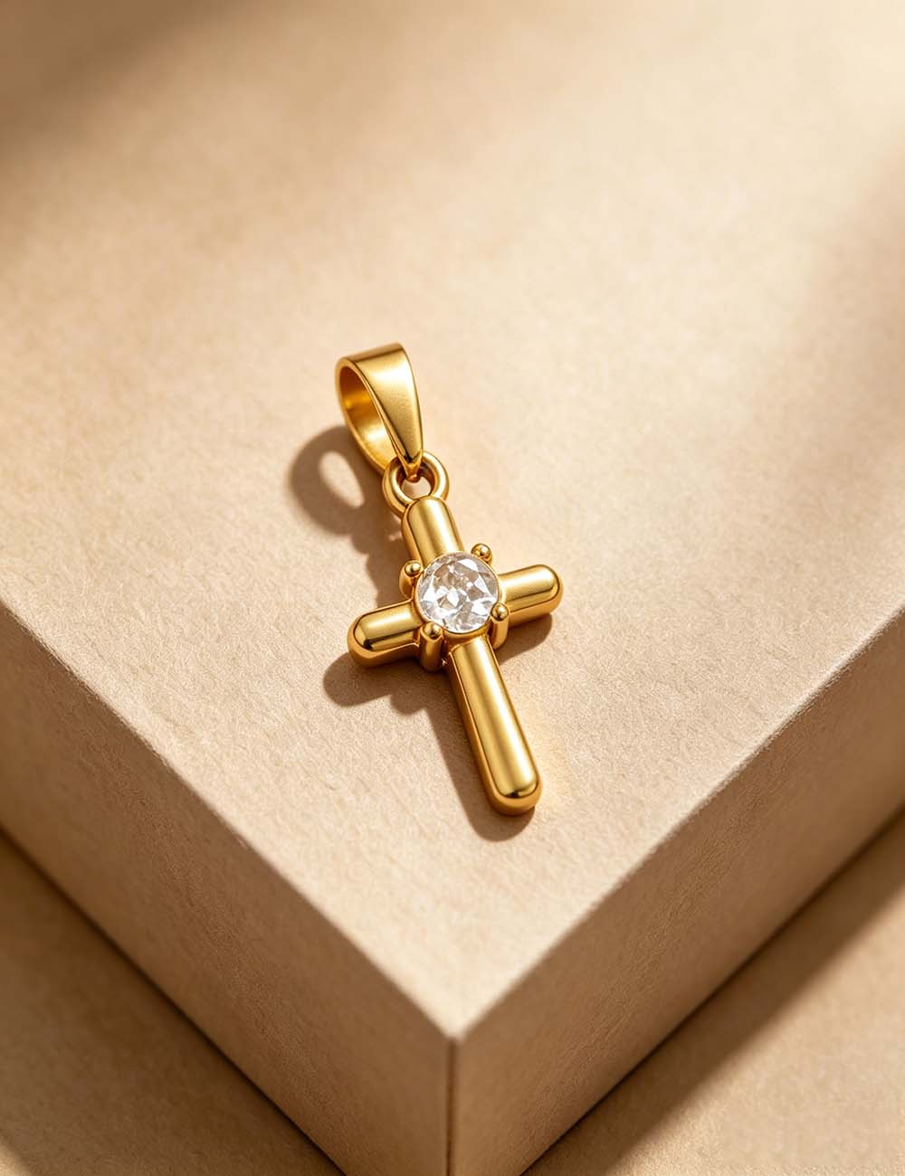 Ladies Gothic Vintage CZ Cross Heart Charm Pendant