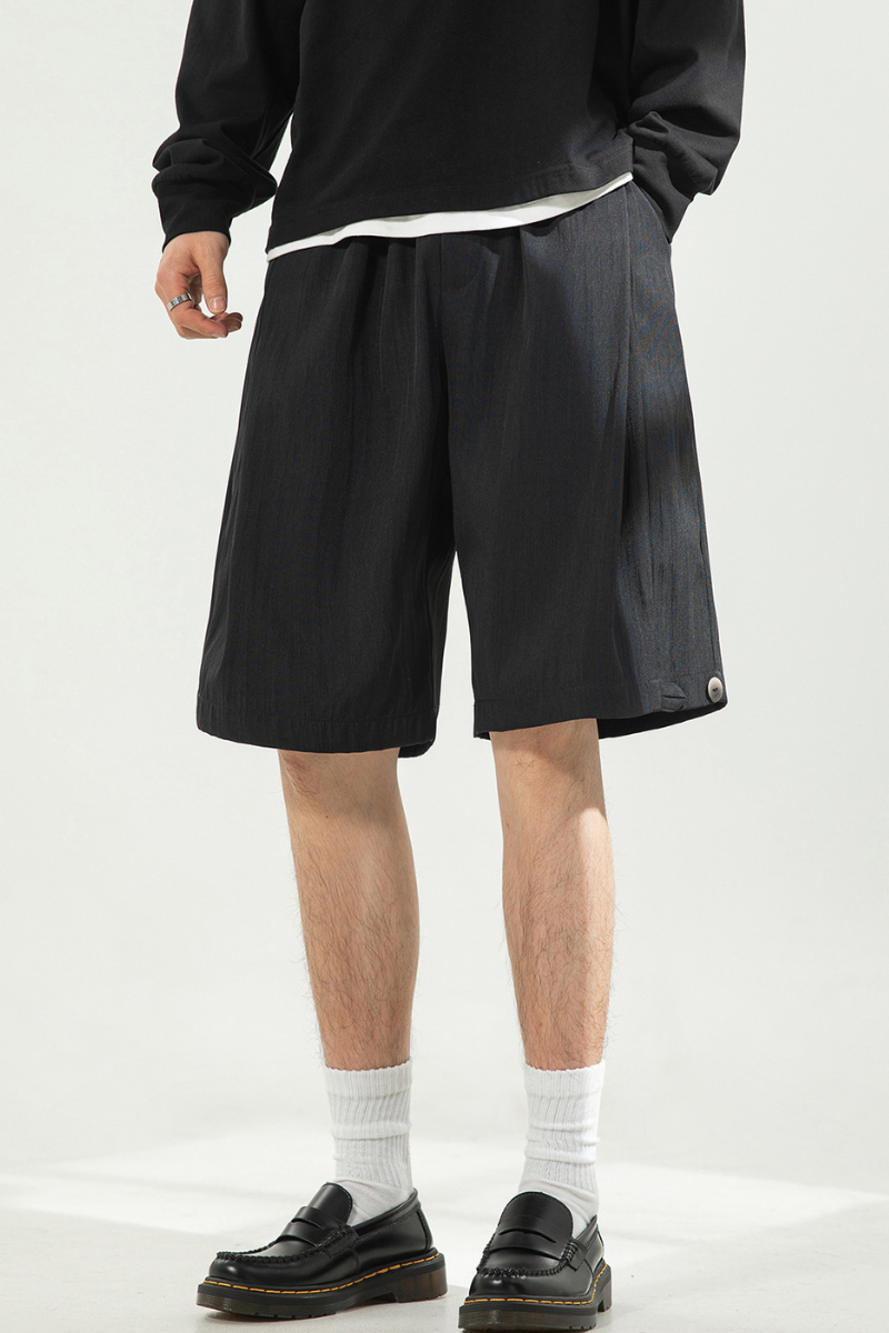 Men's Summer Crinkled Relaxed Straight 5" Button Hem Shorts