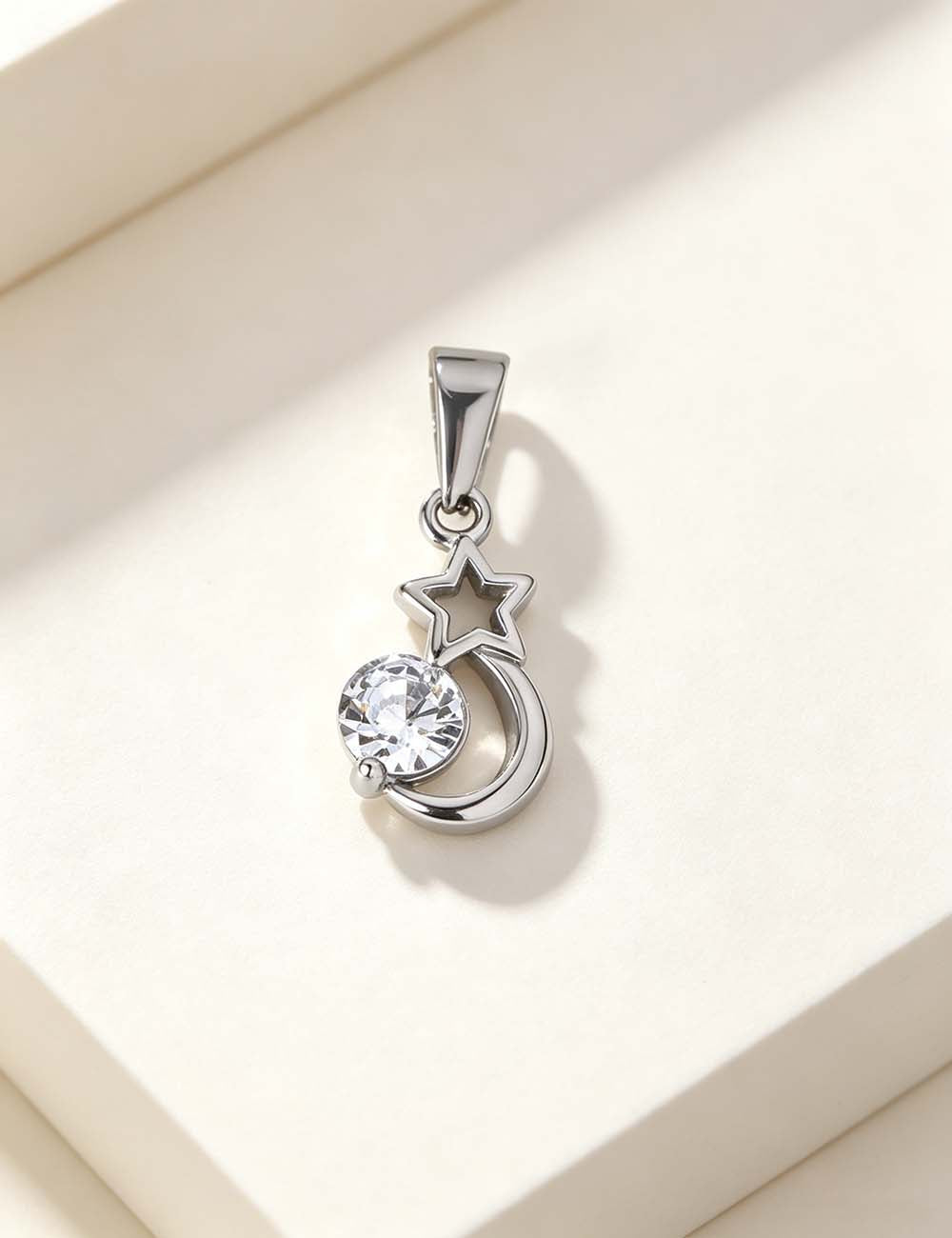 Ladies Minimalist Romantic CZ Star Cross Charm Pendant