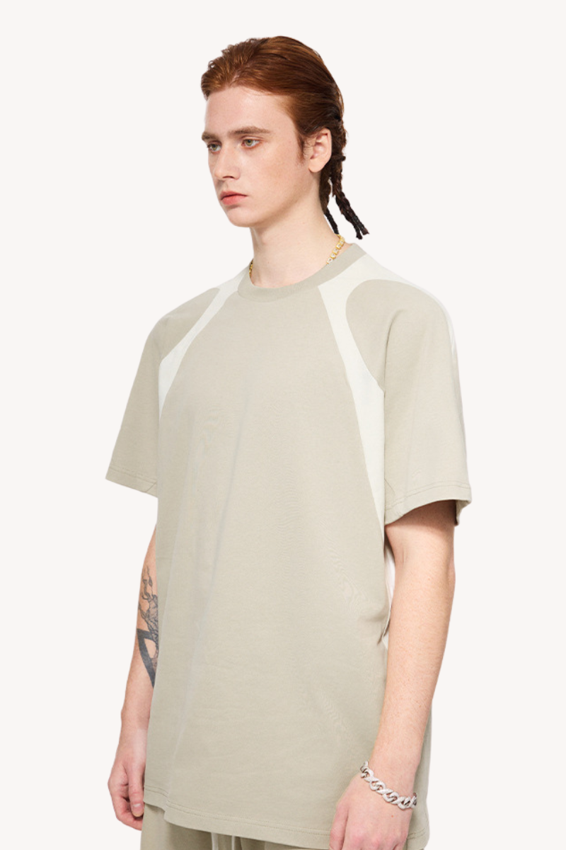 Men's Summer 230g Cotton Colorblock Raglan Loose Crew Tee