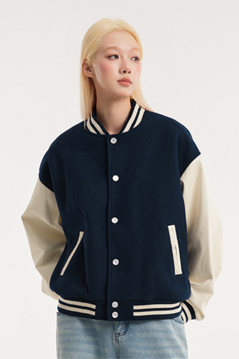Unisex American Retro Sporty Baseball Jacket Cleanfit Loose