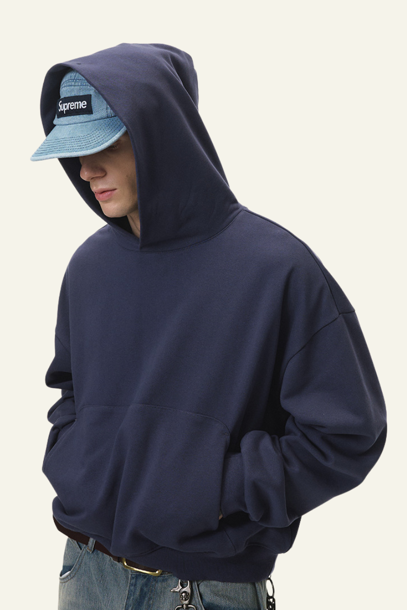 Men's Streetwear Short Loose-fitting Drop Shoulders Hoodie