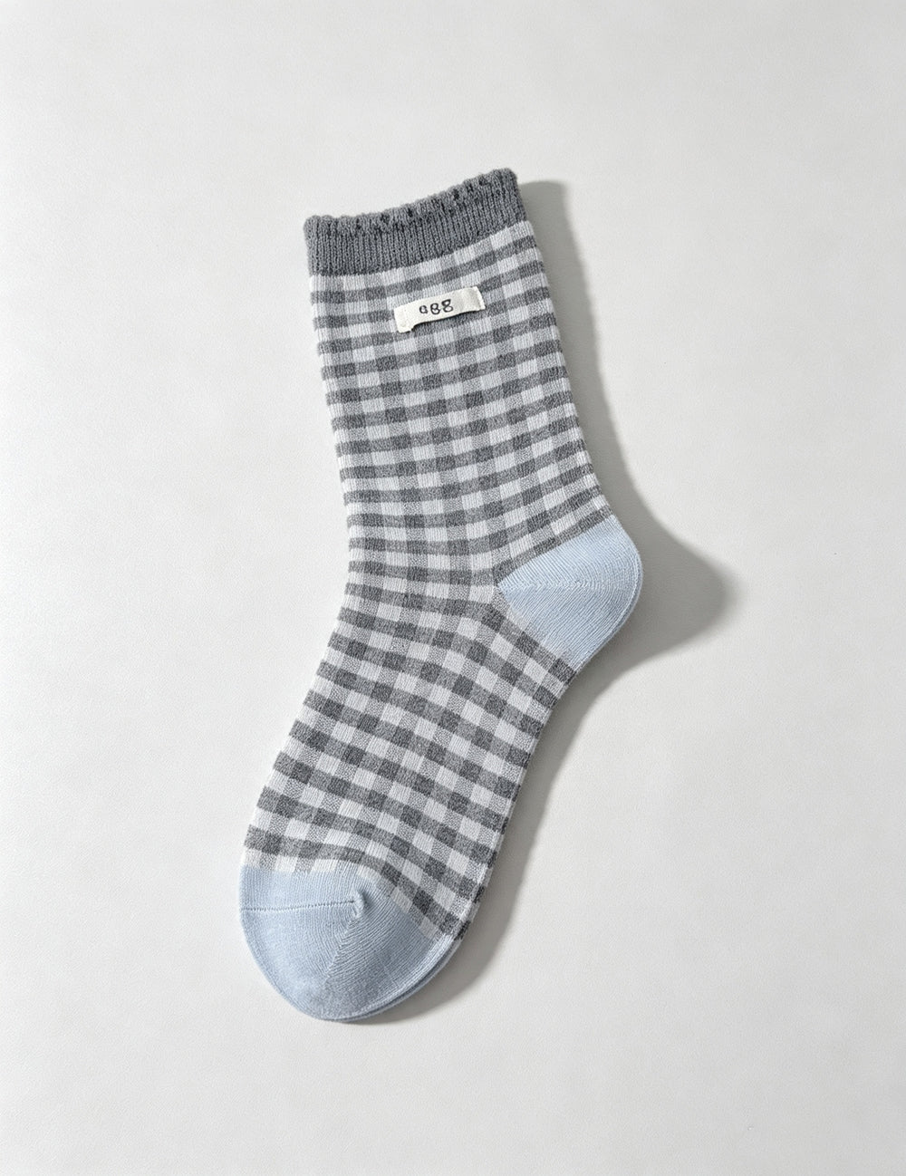 Ladies Cute Plaid Patch Mid Calf Socks
