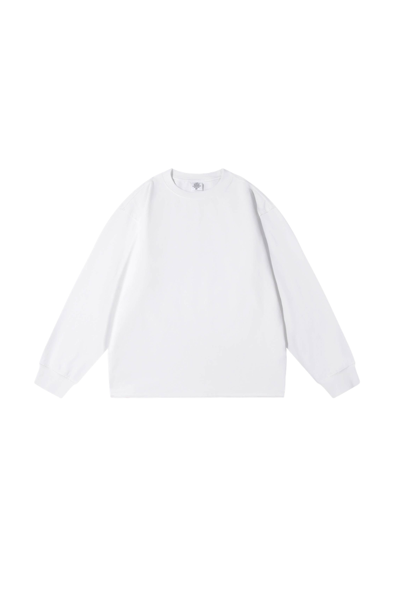 Men's Vintage Raw Hem Loose Drop Shoulder Long Sleeve Tee