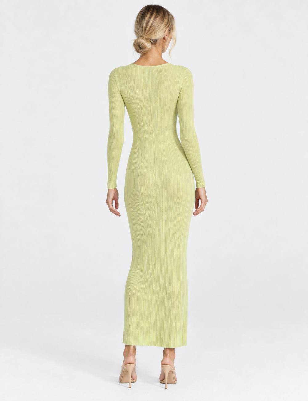 Ladies Boat Neck Ribbed Knit Bodycon Maxi Dress