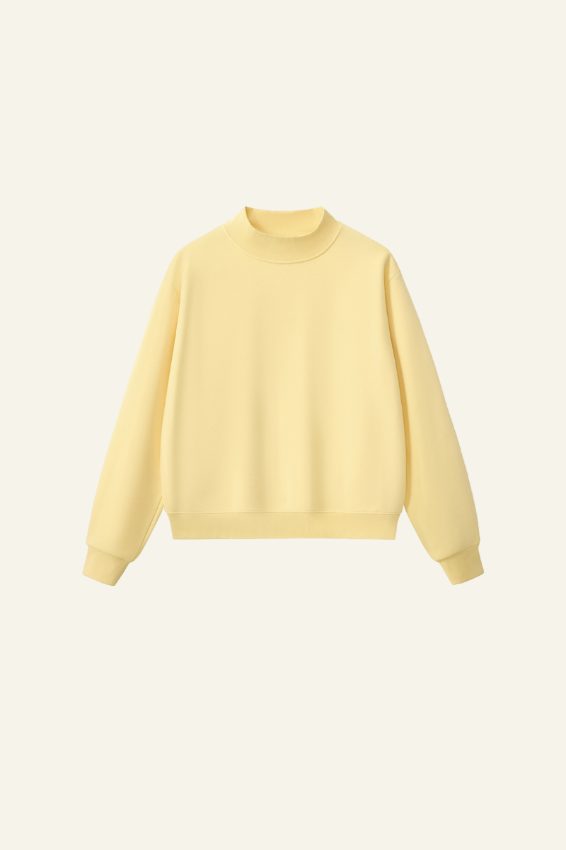 Women's Streetwear Stand-Collar Solid Mock Neck Sweatshirt