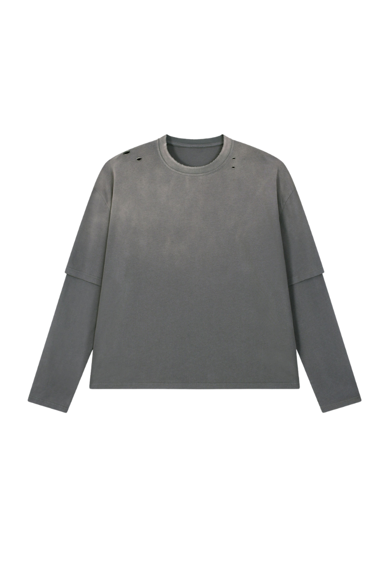 Unisex Fall Clothing Gradient Layered Long Sleeve Top