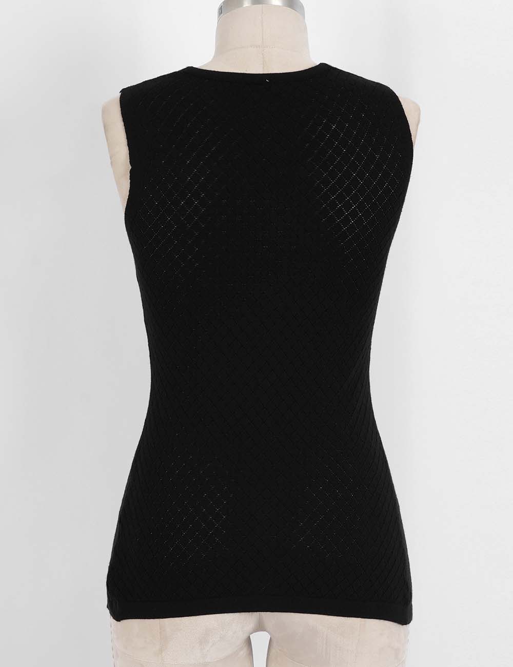 Ladies Chic Metal Button Diamond Knit V-Neck Vest