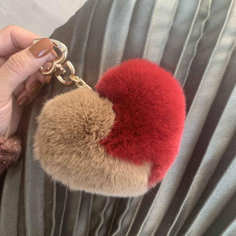 Heart Shaped Faux Mink Pandent Key Chain SKAC4105