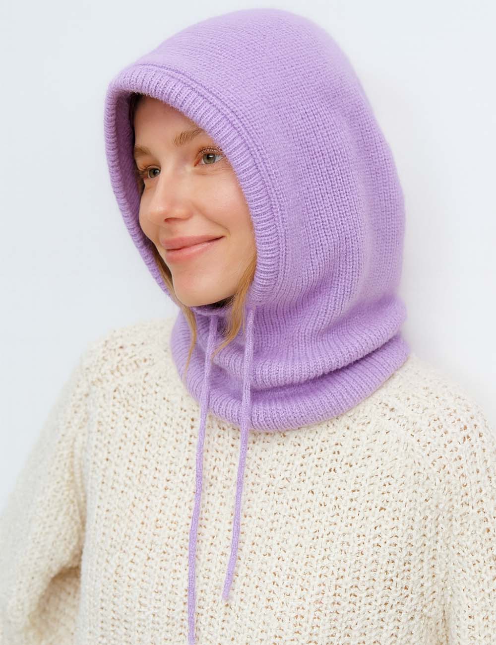 Ladies Fashionable One Piece Hooded Neck Knit Hat