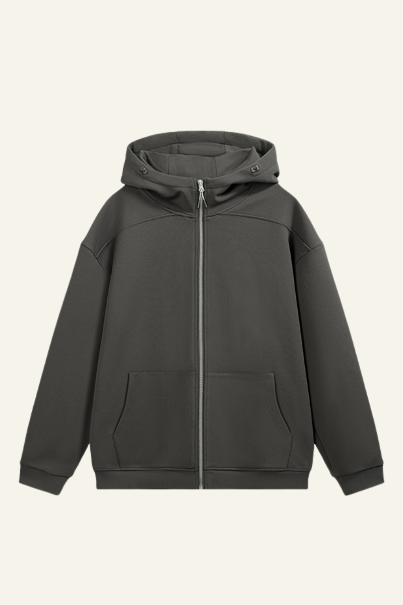 Men's Streetwear Front Pocket Full-zipper Hooded Jacket