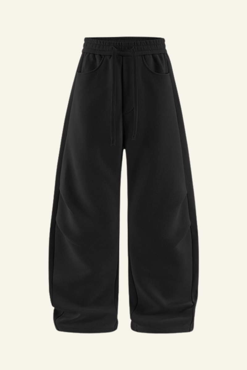 Men's Streetwear Double-pleated Curved  Pants