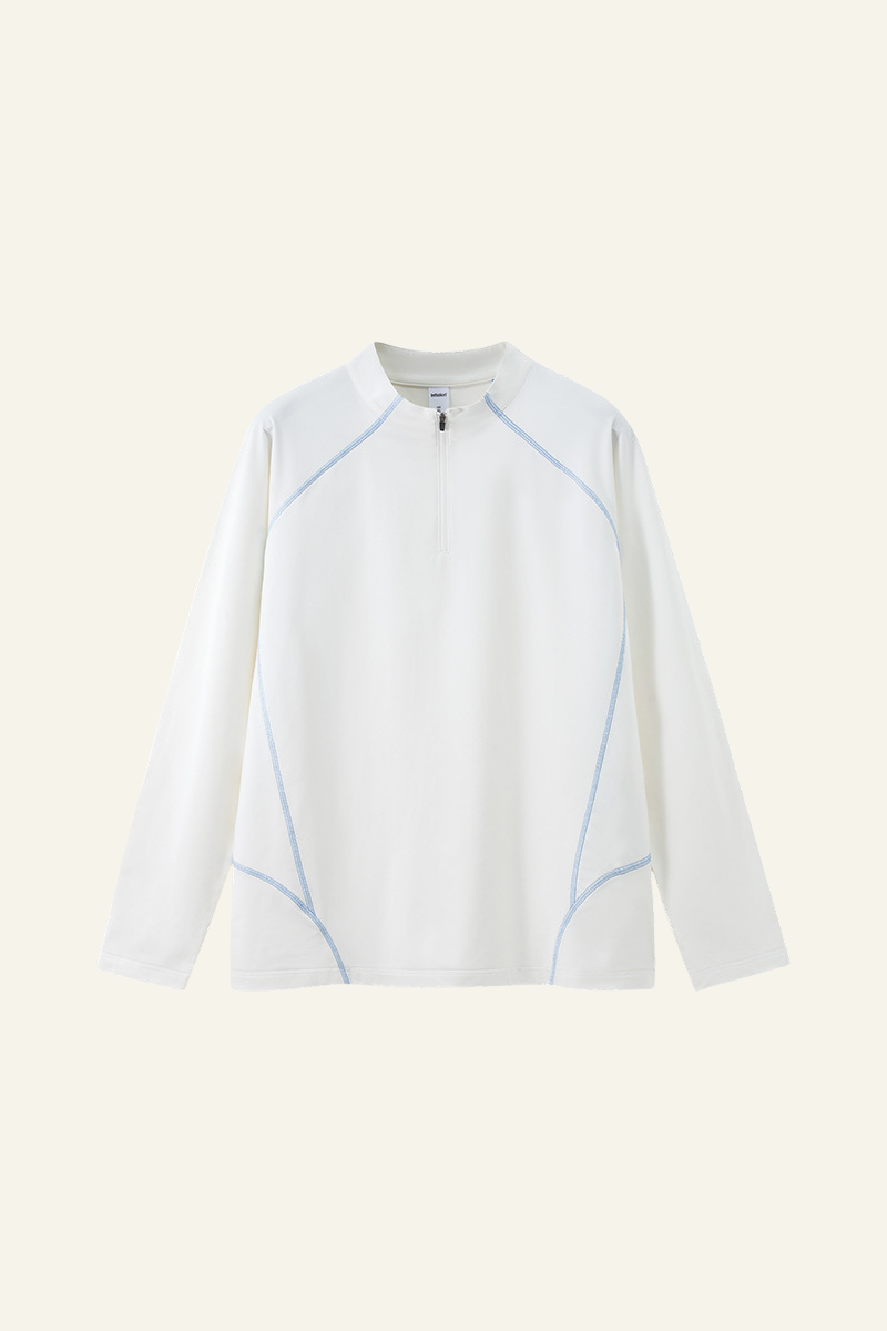 Men's Streetwear Stand Collar Half Zipper Long-Sleeve T-shirt