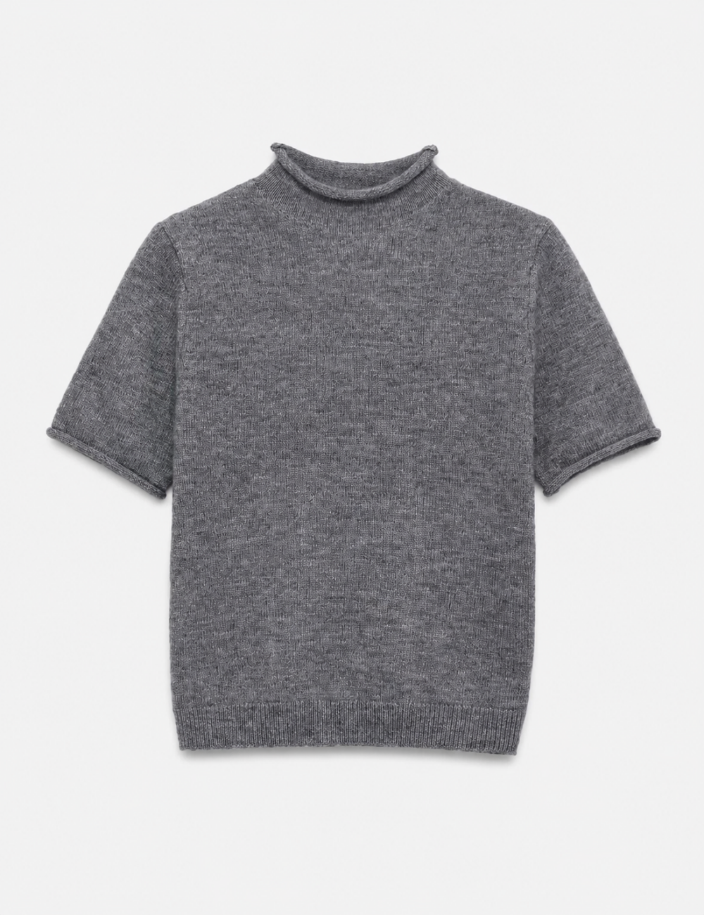 Ladies Casual Mock Neck Short Sleeves Knit Top