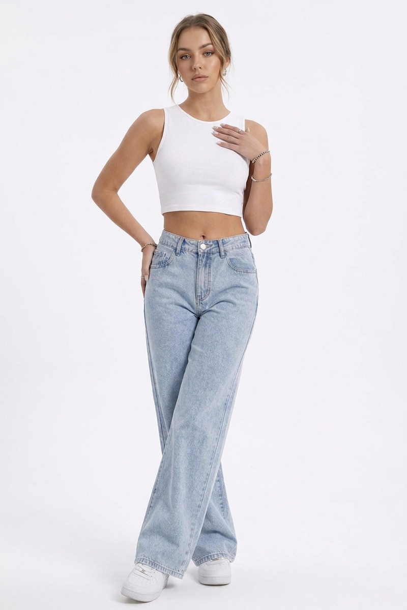 Women's Vintage Wash Loose Wide Leg Jeans