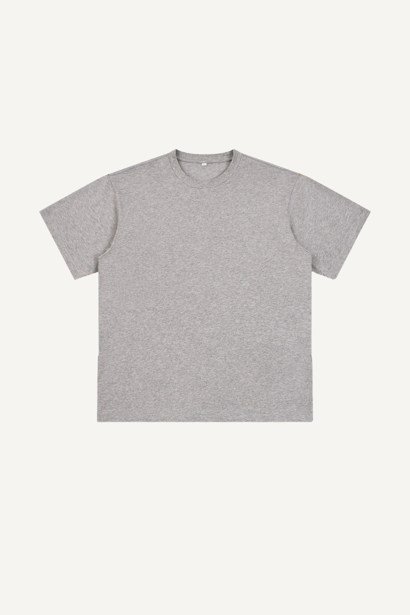 Men's Summer 260g Solid Cotton Loose Cuffed Tee