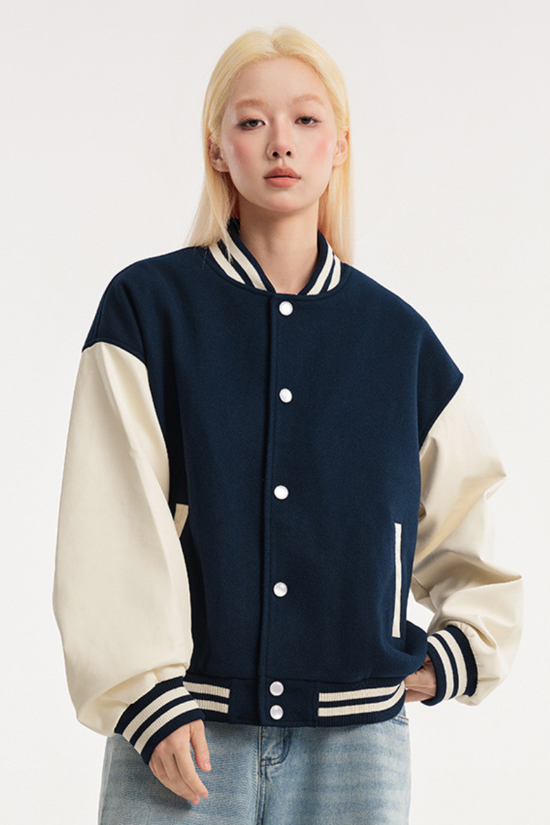 Unisex American Retro Sporty Baseball Jacket Cleanfit Loose