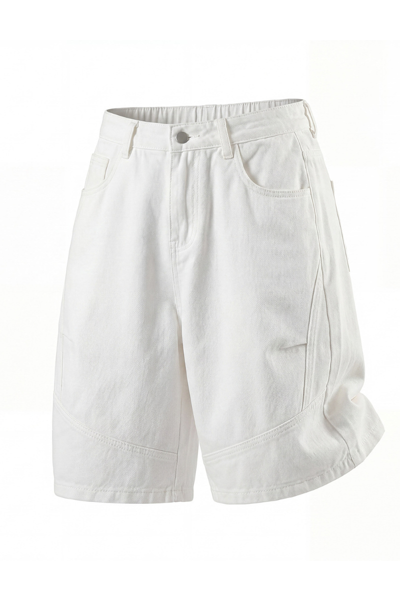 Men's Summer Retro Washed Pleated Cut Loose 5" Denim Shorts