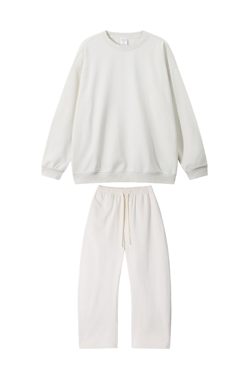 Men Fall Clothing Washed Pullover Wide Leg Sweatpants Set