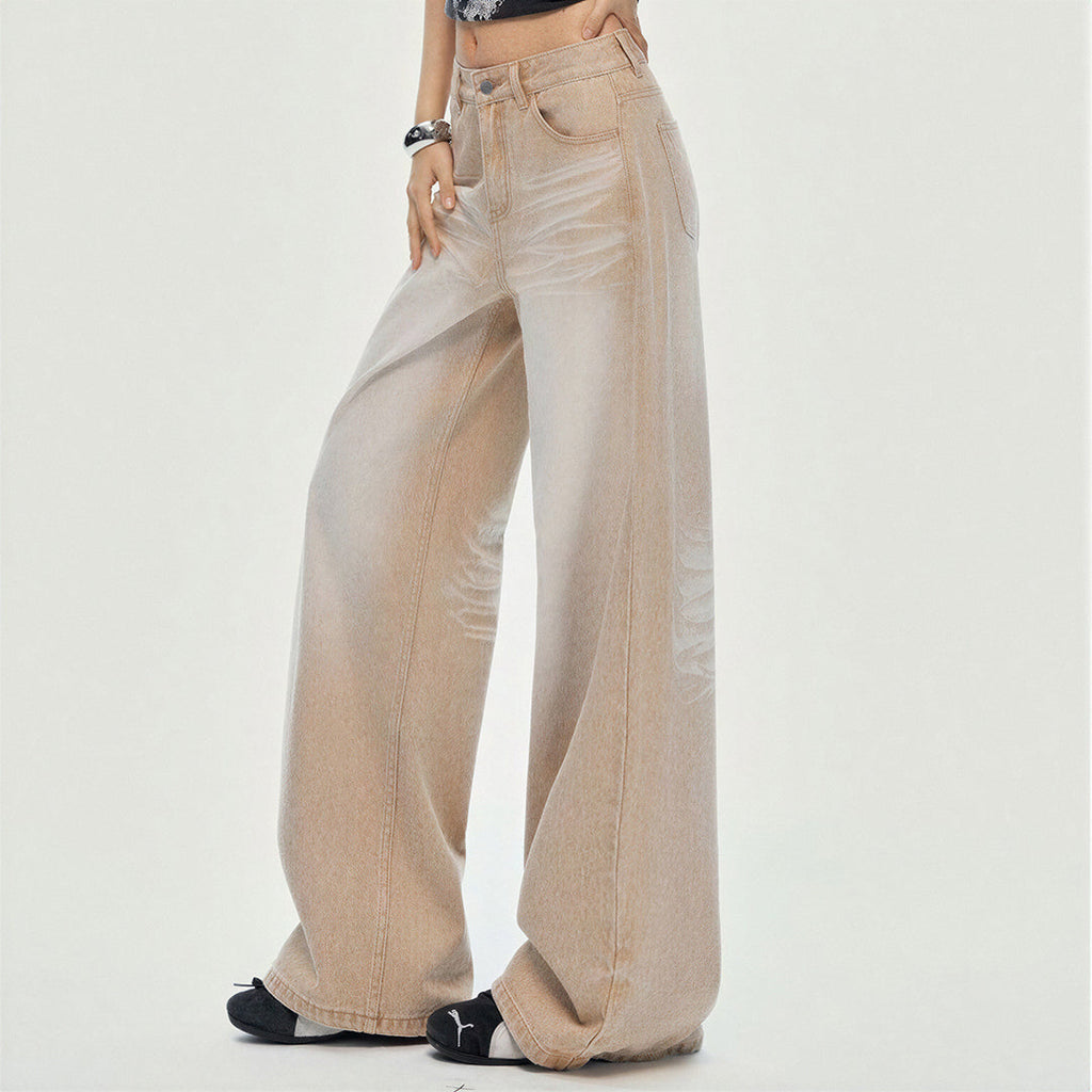 Women's Spring Khaki Gradient Washed Denim Jeans